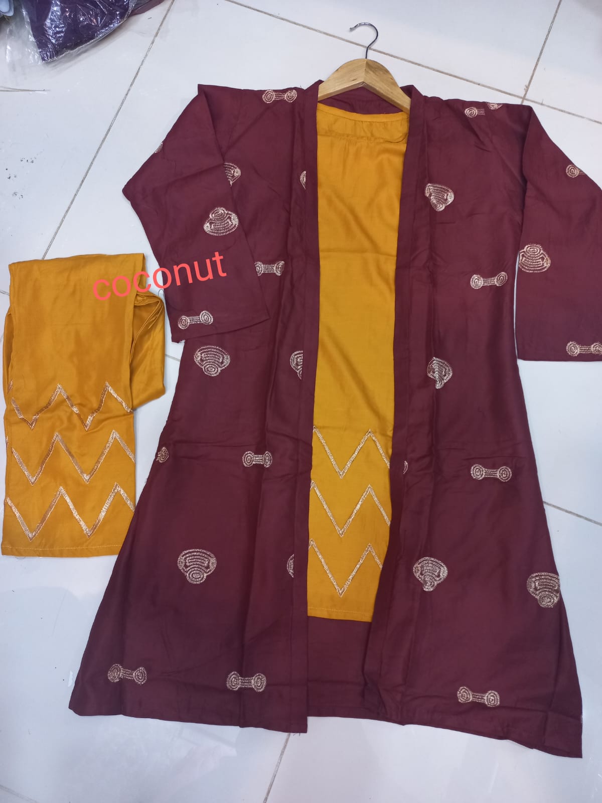 Embroidered Gown with Embroidered Inner & Flapper - Image 4